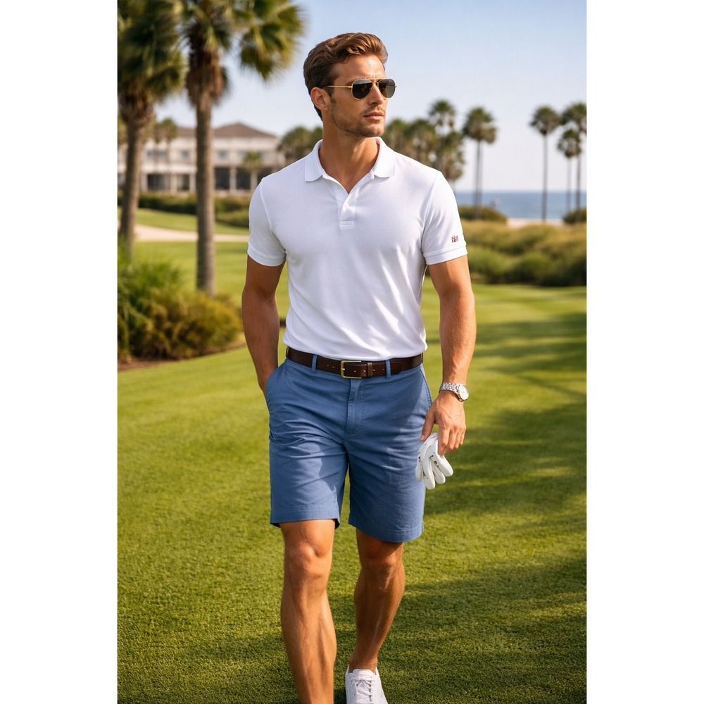 Polo Ralph Lauren Chino Shorts Mens 30 Blue Cotton Flat Front Classic Resort